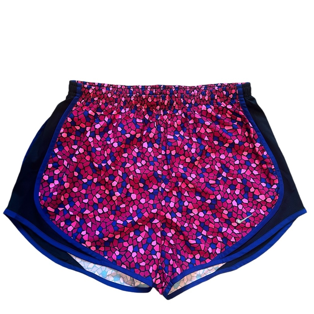 Vintage Y2K women’s short running shorts pink blue and black Nike size medium